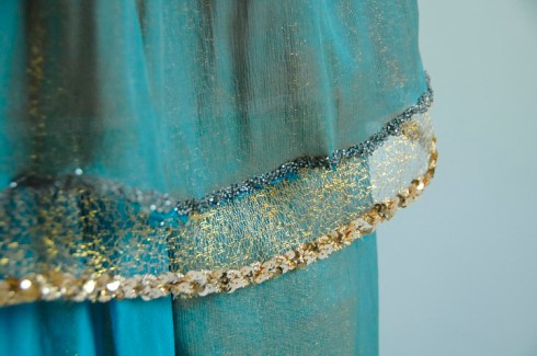 The layers of netting and silk create a shimmer effect like looking at still waters.