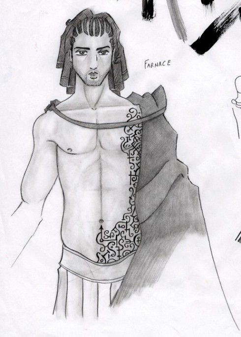 Farnace costume sketch for Mitridate